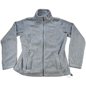 Women's Columbia Gray Fleece Jacket Large Full Zip Pockets Outdoor